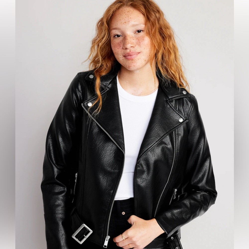 Old Navy Faux-Leather Belted Biker Jacket
